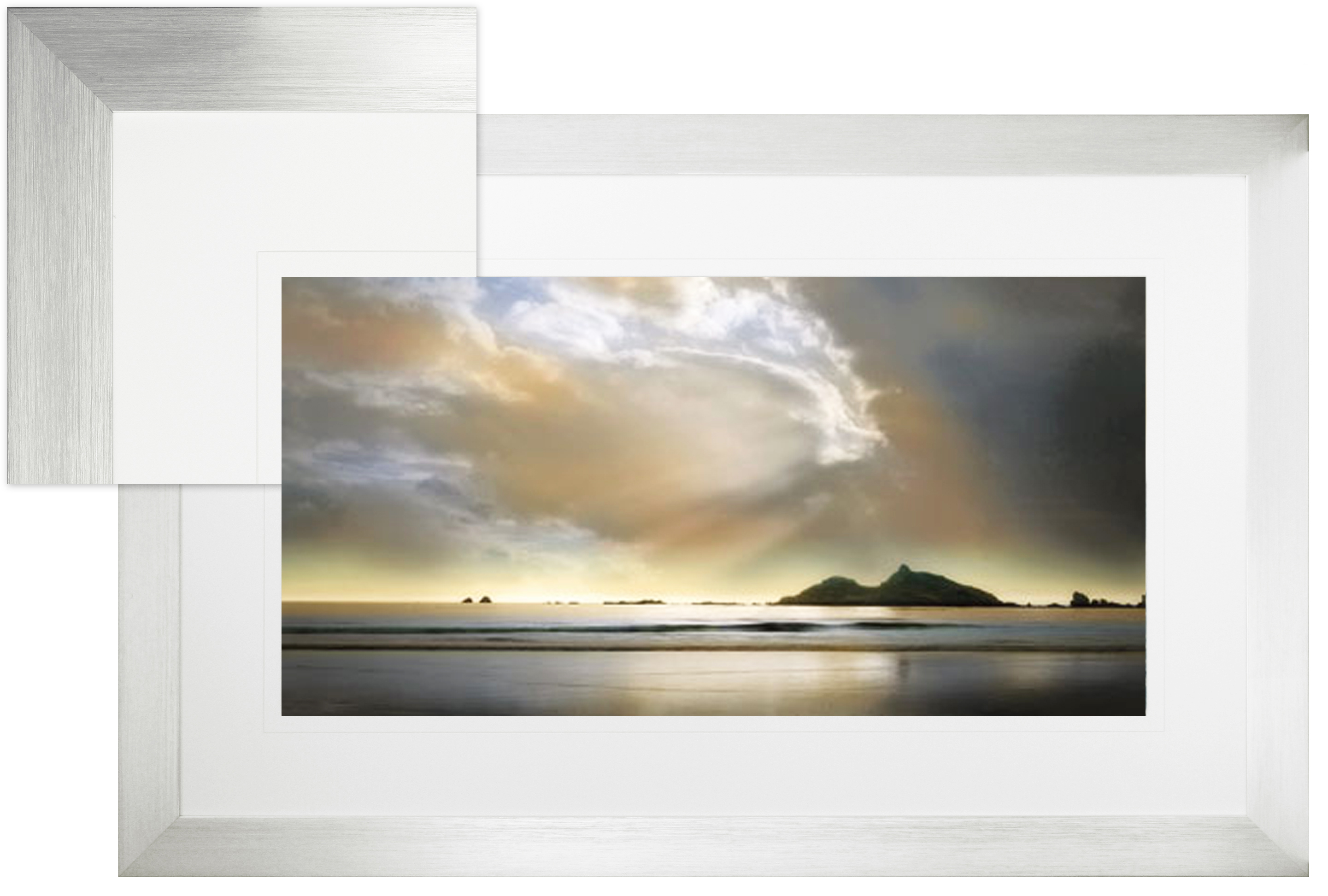 FP235 Wall décor art framed print seascape silver frame